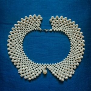 Beaded Pearl Collar Necklace Jewellery Unique vintage style